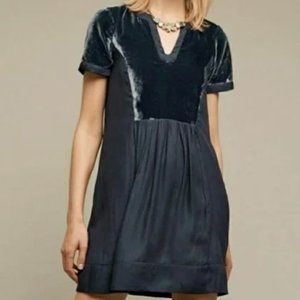 MAeve Velvet Babydoll Style Dark Teal Dress L